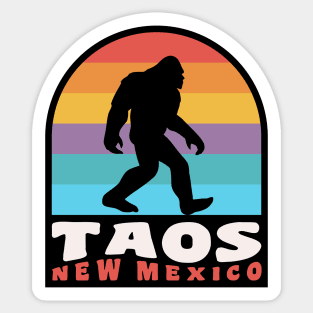 Taos New Mexico Bigfoot Sasquatch Retro Sunset Sticker